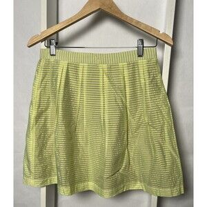 Rebecca Minkoff Mini Skirt Womens 8 Yellow Tan Stripe Soft Pleats 18 In Lined EC